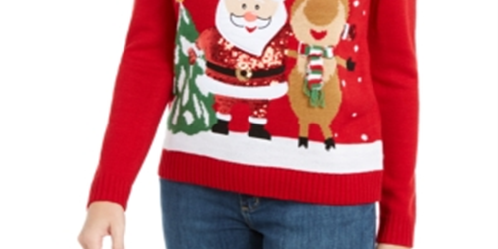 Karen Scott Suéter Feminino Papai Noel Amigável Vermelho Tamanho Pequeno G