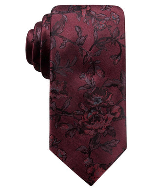 Gravata de seda floral masculina Ryan Seacrest Distinction Glendo vermelha tamanho regular