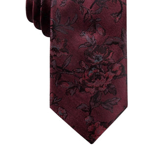 Gravata de seda floral masculina Ryan Seacrest Distinction Glendo vermelha tamanho regular