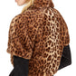 Vince Camuto Casaco Feminino de Pele Sintética Leopardo Marrom Tamanho Médio