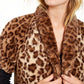 Vince Camuto Casaco Feminino de Pele Sintética Leopardo Marrom Tamanho Médio