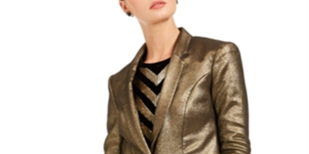 Blazer metálico feminino INC International Concepts, tamanho dourado PSM