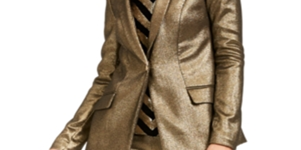 Blazer metálico feminino INC International Concepts, tamanho dourado PSM