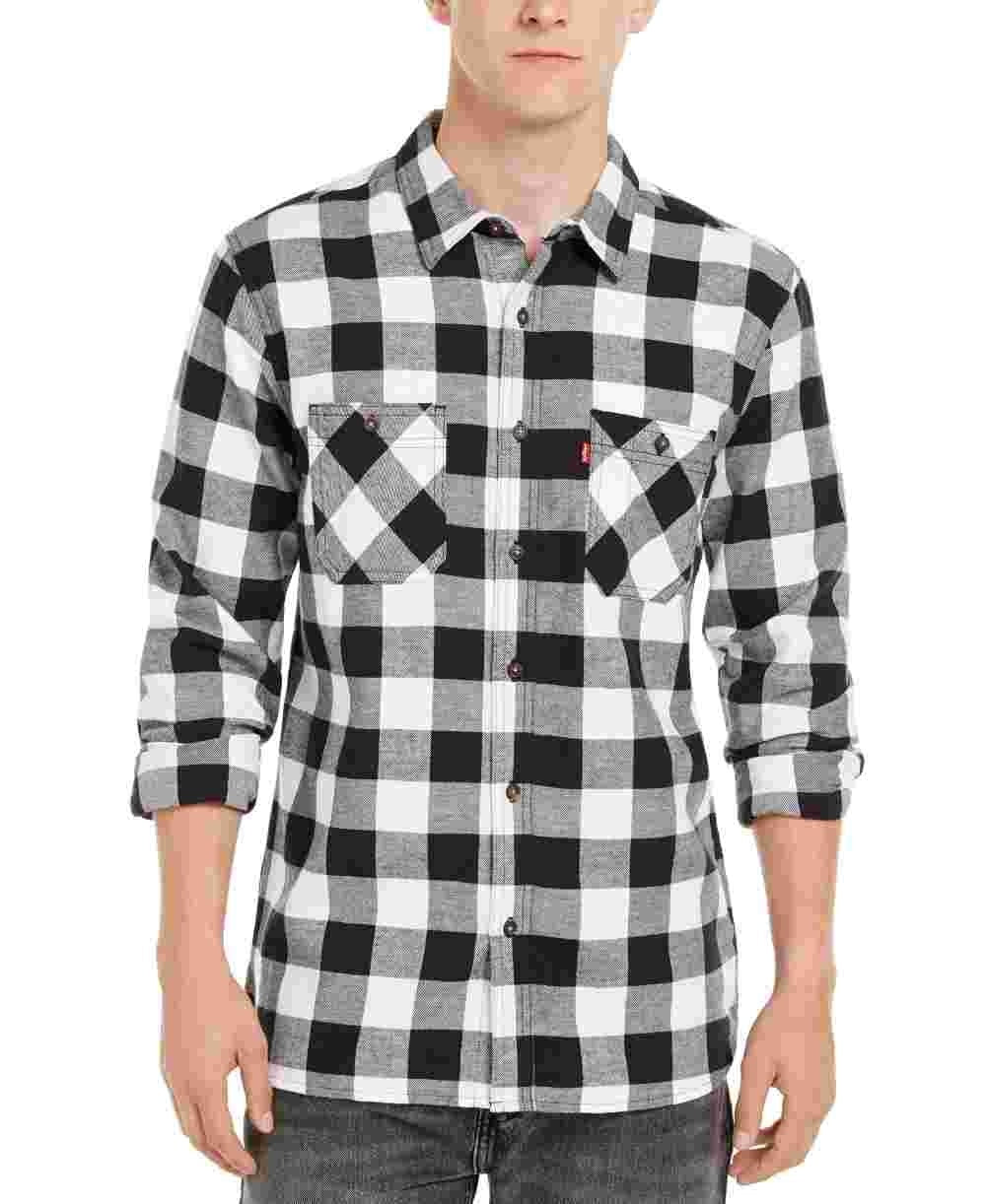 Camisa de flanela xadrez Buffalo masculina Levi's, branca, tamanho XX-G
