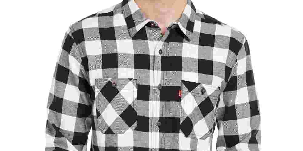 Camisa de flanela xadrez Buffalo masculina Levi's, branca, tamanho XX-G