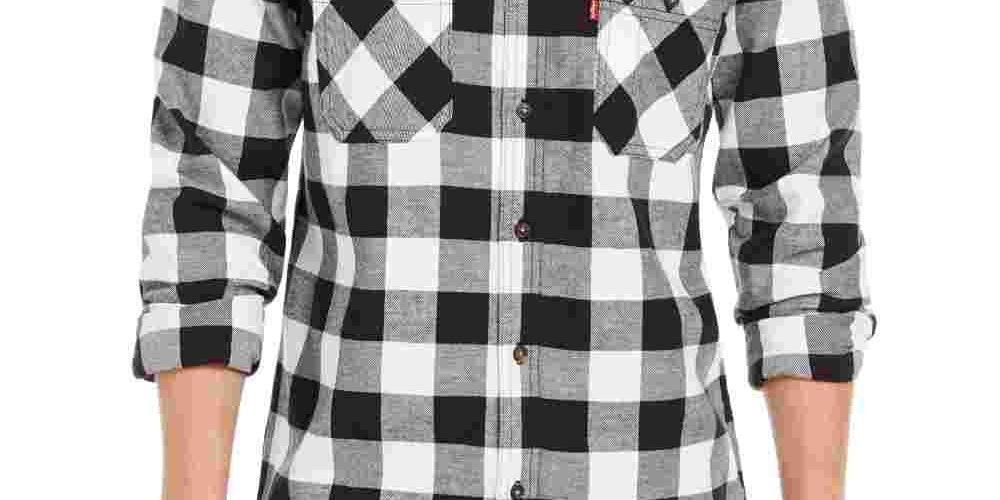Camisa de flanela xadrez Buffalo masculina Levi's, branca, tamanho XX-G