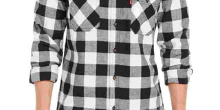 Levi's Men's Buffalo Plaid Flannel Shirt White Size XX-Large