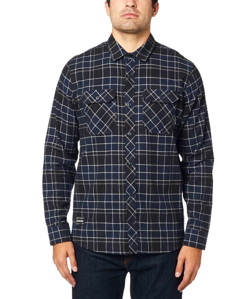Camisa Fox Masculina de Algodão Manga Longa Flanela Azul Tamanho P