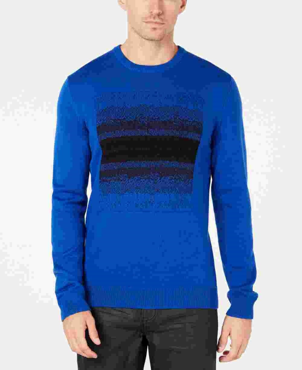 Suéter de malha Alfani masculino Ombre Chenille azul marinho tamanho X-G