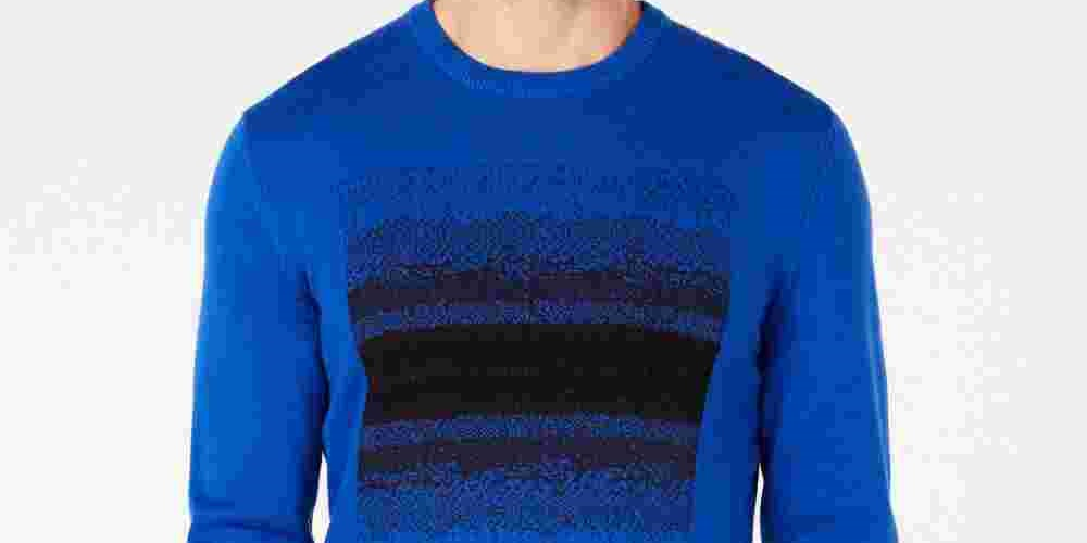 Suéter de malha Alfani masculino Ombre Chenille azul marinho tamanho X-G