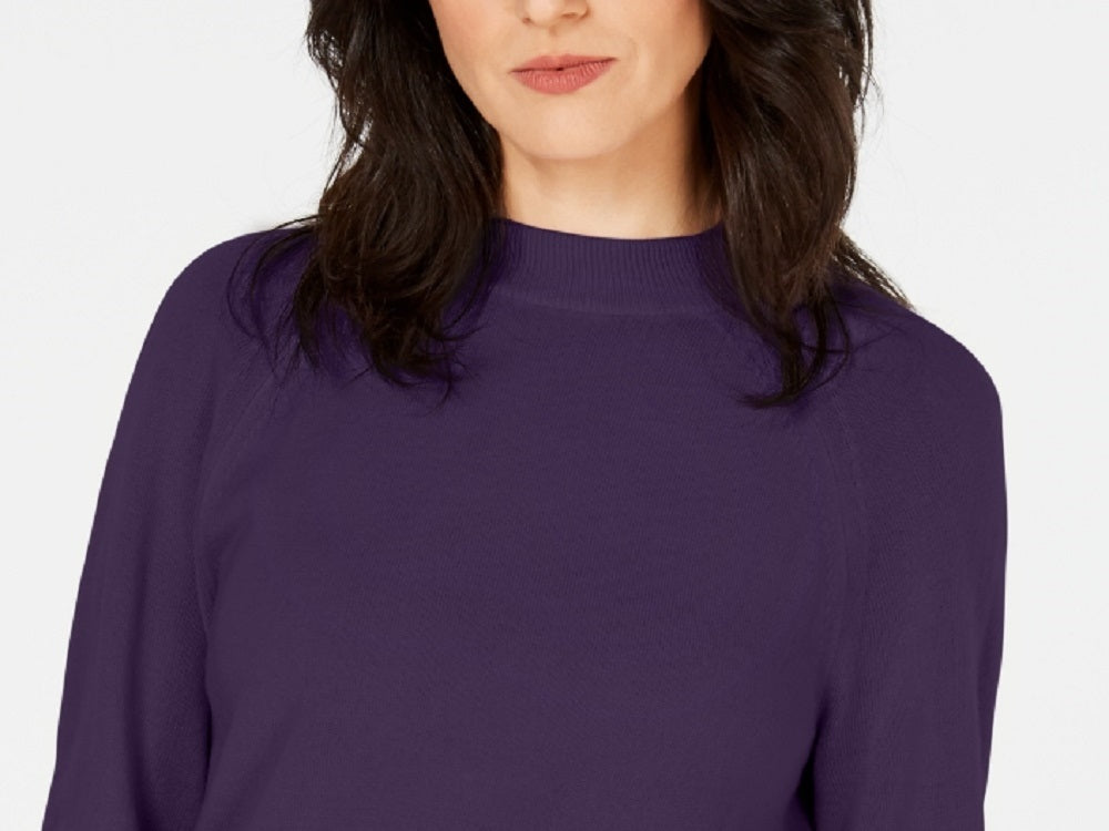 Karen Scott Suéter Feminino com Zíper nas Costas e Gola Redonda Roxo Tamanho XXG