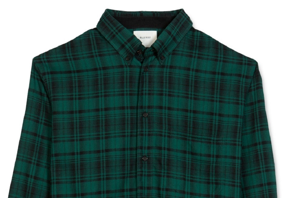 Camisa xadrez masculina Billy Reid Tuscumbia com ajuste regular, verde, tamanho pequeno