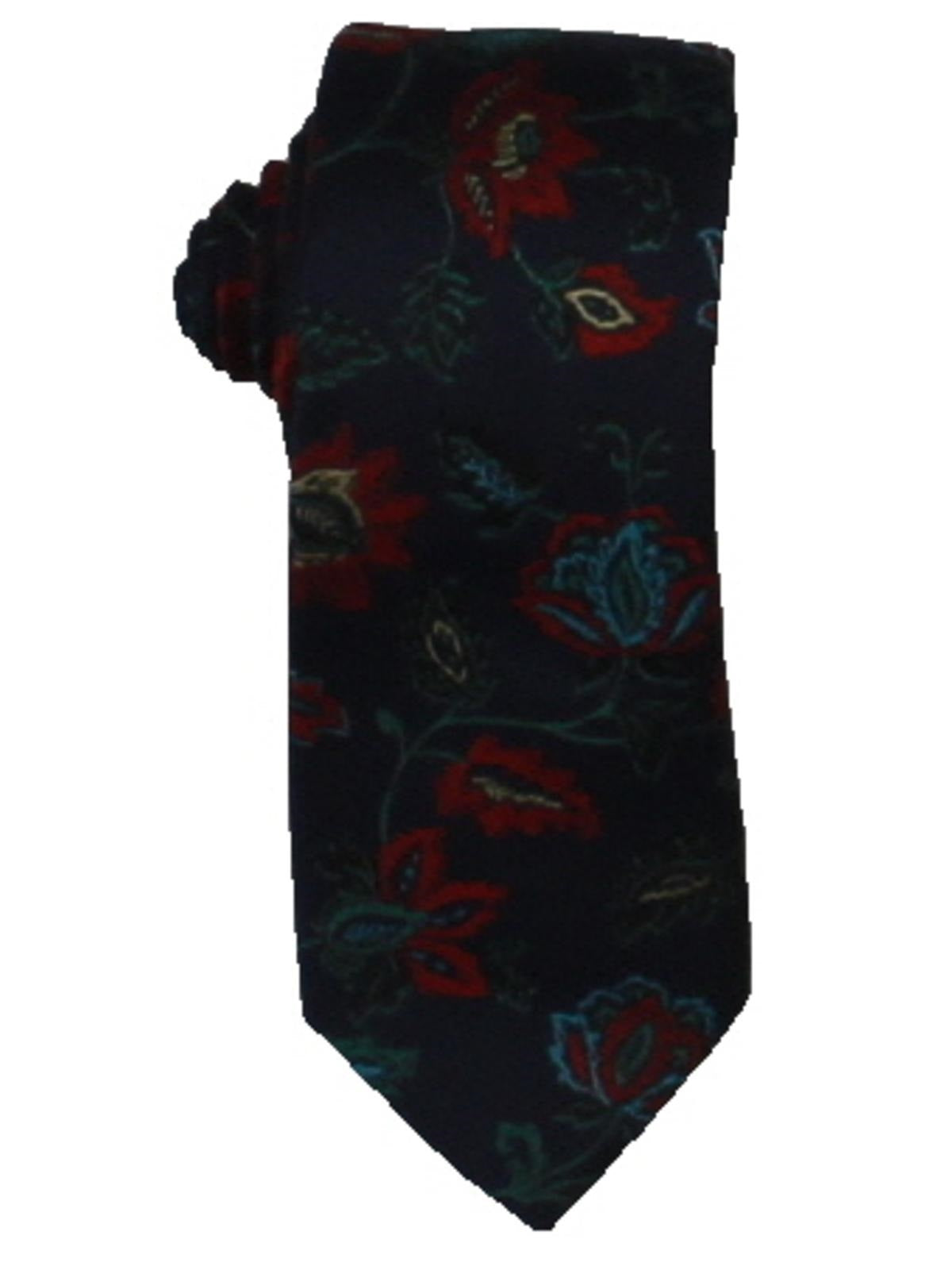 Gravata masculina Bar III Heron Silk Blend Floral Azul Marinho Tamanho Regular