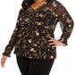 Blusa feminina plus size com babados e estampa floral estilo &amp; co, preta, tamanho 0X