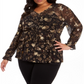 Blusa feminina plus size com babados e estampa floral estilo &amp; co, preta, tamanho 0X