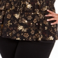 Blusa feminina plus size com babados e estampa floral estilo &amp; co, preta, tamanho 0X