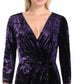 Vestido de festa feminino Ralph Lauren Annaliah Velvet Faux Wrap, roxo, tamanho 8