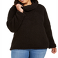 Suéter feminino estilo &amp; co com gola alta em sherpa, preto, tamanho 0X