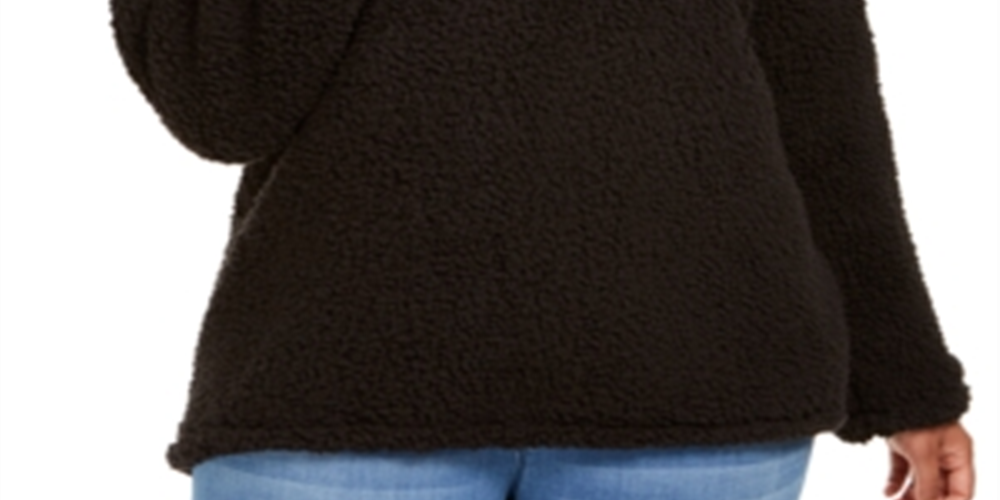 Suéter feminino estilo &amp; co com gola alta em sherpa, preto, tamanho 0X