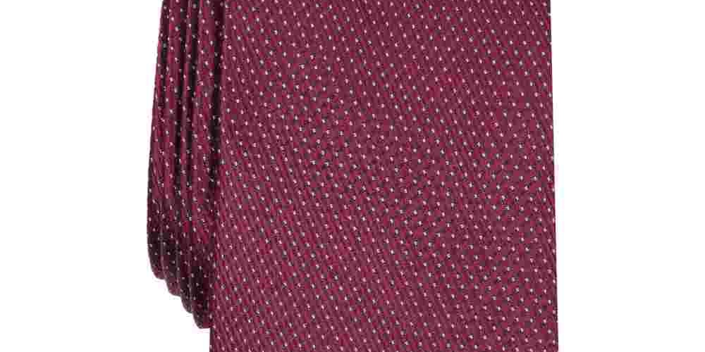 Gravata Perry Ellis Masculina Glenwilton Classic Mini-Dot Check Vinho Tamanho Regular