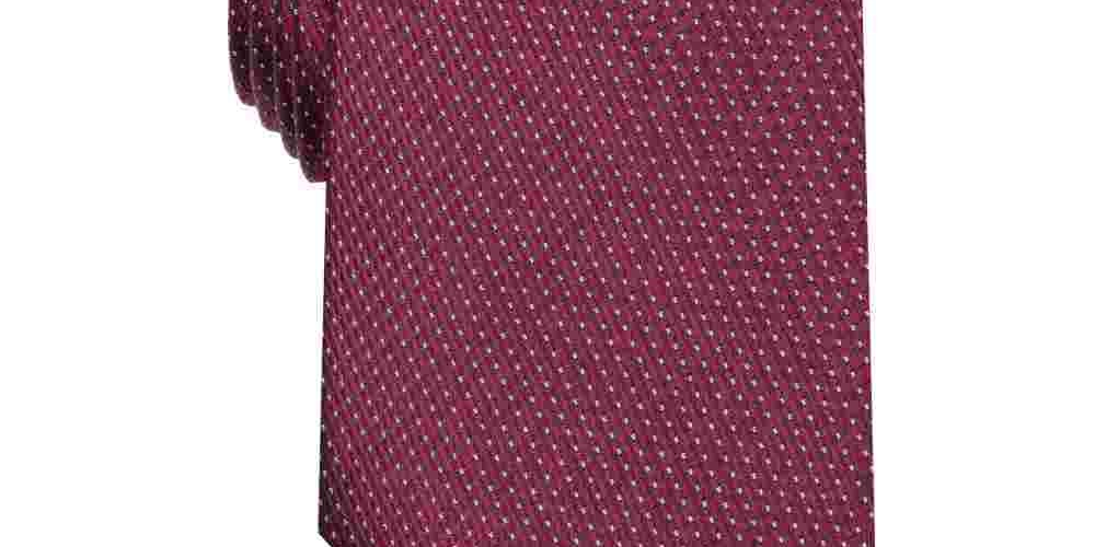 Gravata Perry Ellis Masculina Glenwilton Classic Mini-Dot Check Vinho Tamanho Regular