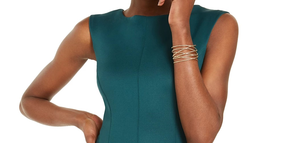 Vestido Scuba Fit &amp; Flare Donna Ricco Feminino Verde Tamanho 12