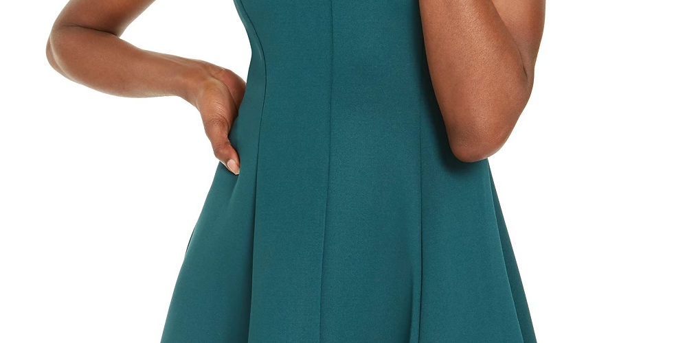 Vestido Scuba Fit &amp; Flare Donna Ricco Feminino Verde Tamanho 12