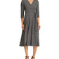 Vestido midi envelope falso Ralph Lauren feminino, manga 3/4, preto, tamanho 18