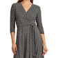 Vestido midi envelope falso Ralph Lauren feminino, manga 3/4, preto, tamanho 18