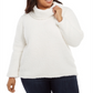 Suéter feminino estilo &amp; co plus size gola alta imitação sherpa branco tamanho 0X