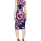 Vestido justo feminino Trina Turk com estampa floral e sem mangas, azul-marinho/roxo, tamanho 16