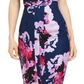 Vestido justo feminino Trina Turk com estampa floral e sem mangas, azul-marinho/roxo, tamanho 16