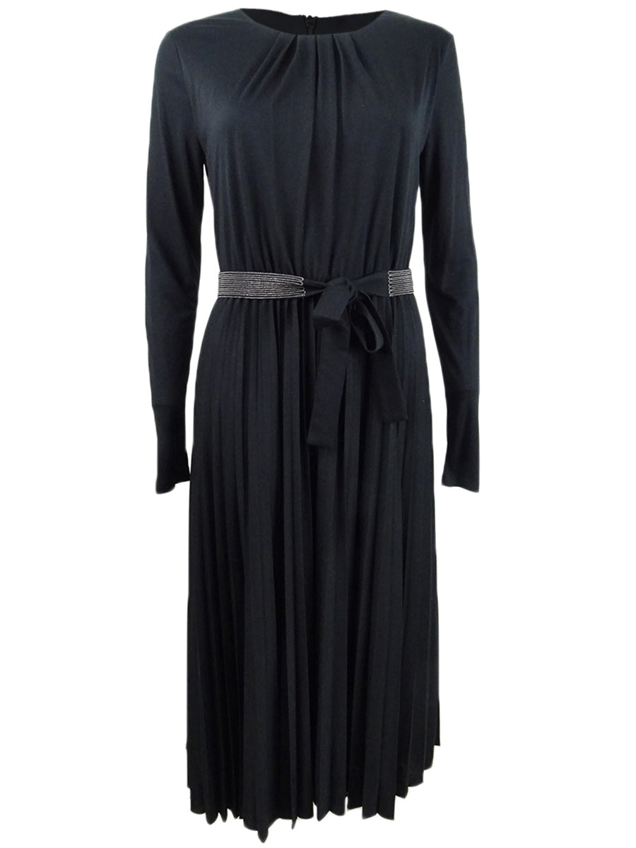 Vestido plissado midi Marella Zufolo feminino, preto, tamanho M