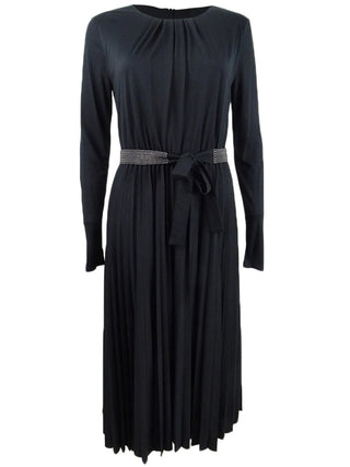 Vestido plissado midi Marella Zufolo feminino, preto, tamanho M