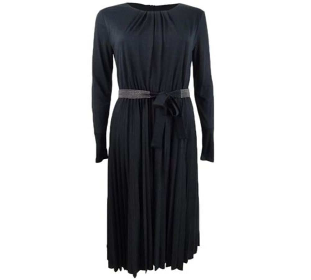 Vestido plissado midi Marella Zufolo feminino, preto, tamanho M