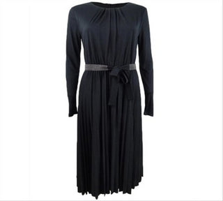 Vestido plissado midi Marella Zufolo feminino, preto, tamanho M