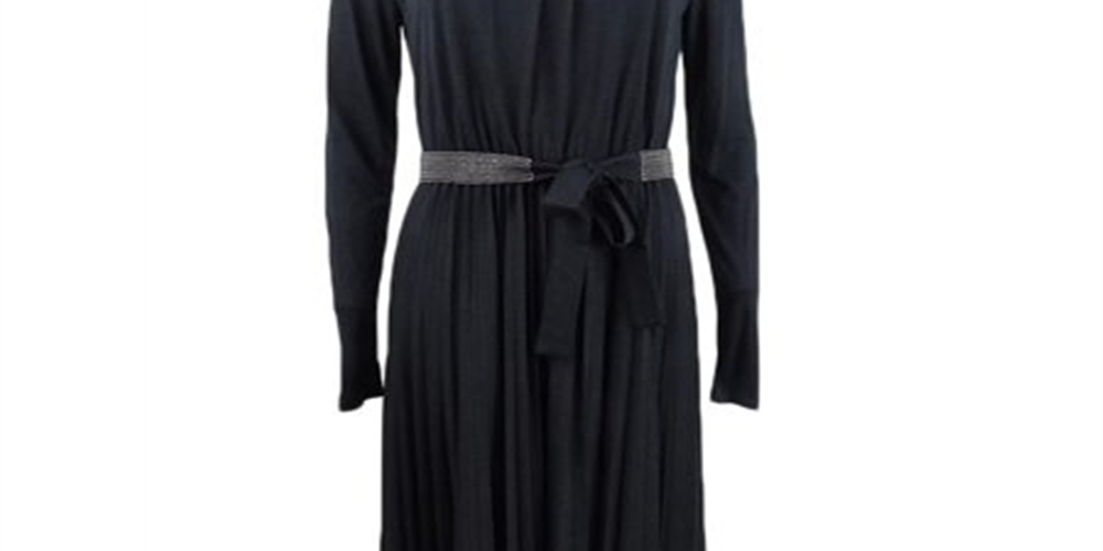 Vestido plissado midi Marella Zufolo feminino, preto, tamanho M