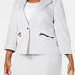 Le Suit Feminino Plus Size Saia com zíper e botão único Tamanho marinho Pequeno