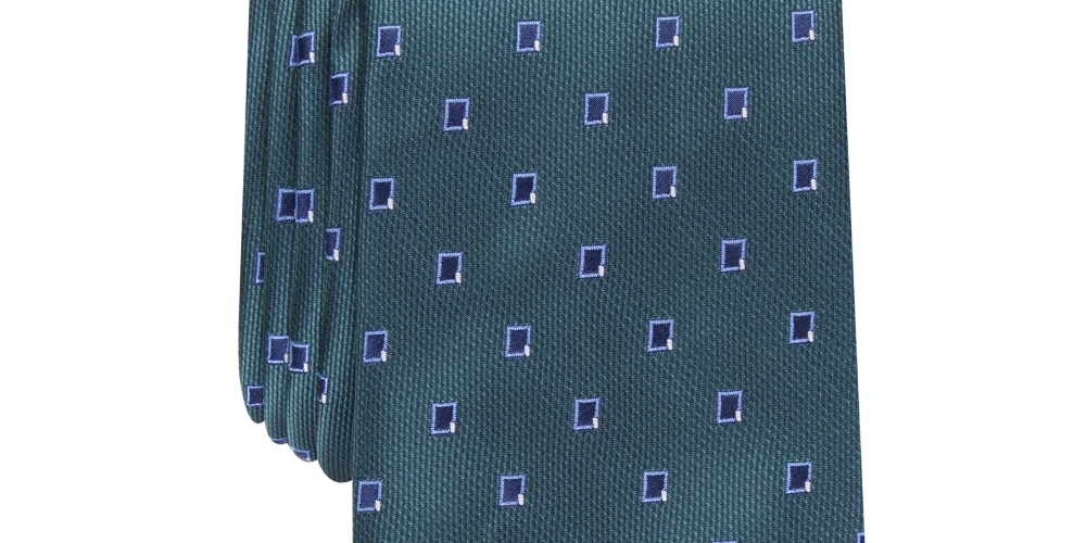Gravata de pescoço Alfani Masculina Camino Neat Silk Blend Business Verde Tamanho Regular