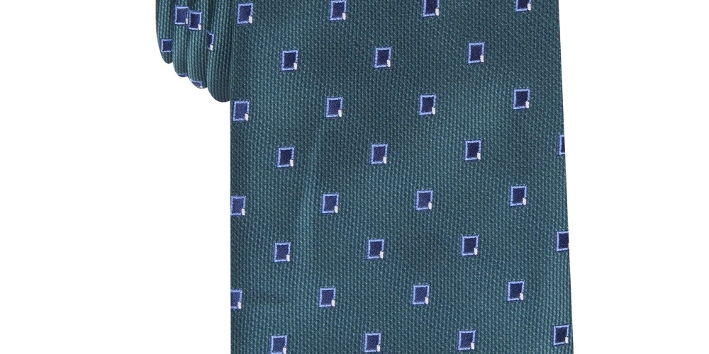 Gravata de pescoço Alfani Masculina Camino Neat Silk Blend Business Verde Tamanho Regular