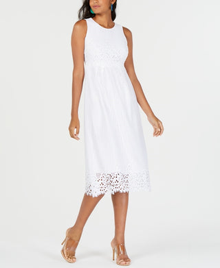 Vestido midi de renda feminino Alfani, branco, tamanho 14, pequeno