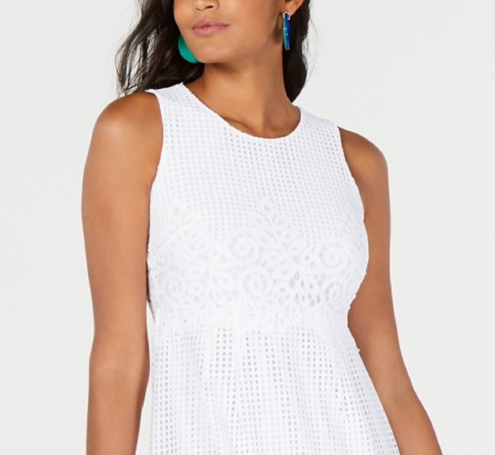 Vestido midi de renda feminino Alfani, branco, tamanho 14, pequeno