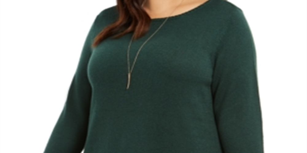 Suéter feminino plus size com babados e decote redondo, verde, tamanho 0X, da Style &amp; Co