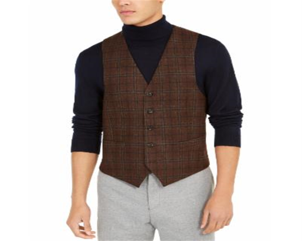 Colete xadrez marrom clássico masculino Ralph Lauren tamanho 46 REG