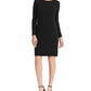 Vestido de coquetel Ralph Lauren feminino com glitter, manga comprida, decote joia, acima do joelho, preto, tamanho 14, pequeno