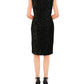 Vestido justo de veludo e renda Ralph Lauren feminino, preto, tamanho 12
