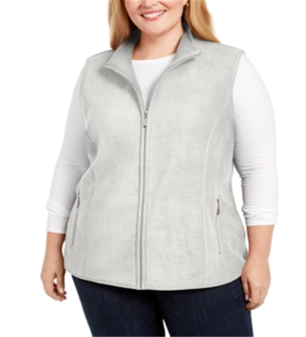 Karen Scott Colete Feminino Plus com Zíper Frontal Branco Tamanho 0X