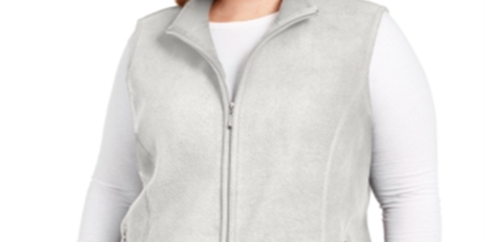 Karen Scott Colete Feminino Plus com Zíper Frontal Branco Tamanho 0X