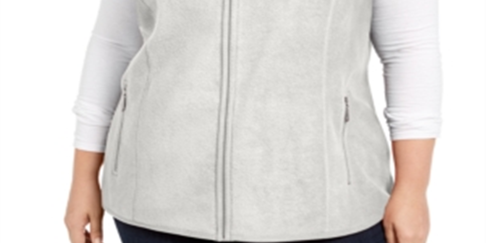 Karen Scott Colete Feminino Plus com Zíper Frontal Branco Tamanho 0X