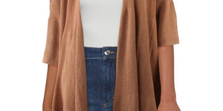 Cardigan canelado de linho misto Making Waves da Free People para mulheres, marrom, tamanho X-S